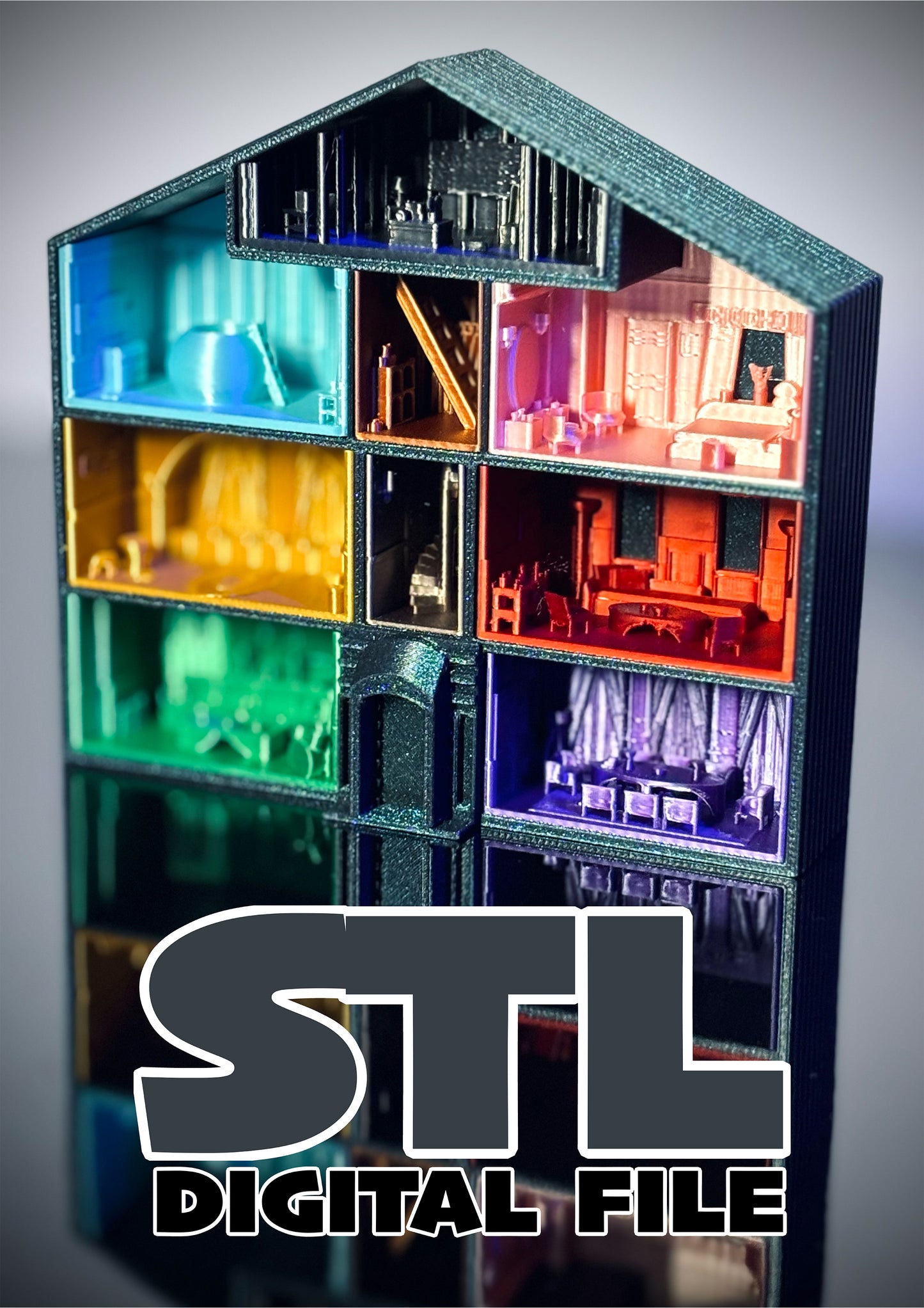 STL DIGITAL FILE Lover house Mini Replica CD & Vinyl Stand for 3d printing