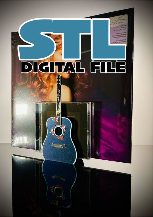 STL DIGITAL FILE Koi Guitar 4-Slot Mini Replica CD & Vinyl Stand for 3d printing