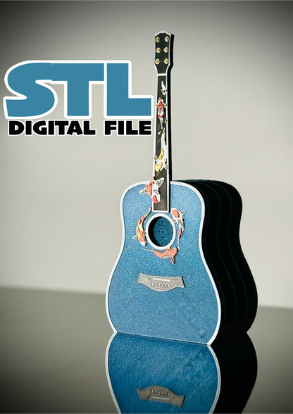 STL DIGITAL FILE Koi Guitar 4-Slot Mini Replica CD & Vinyl Stand for 3d printing