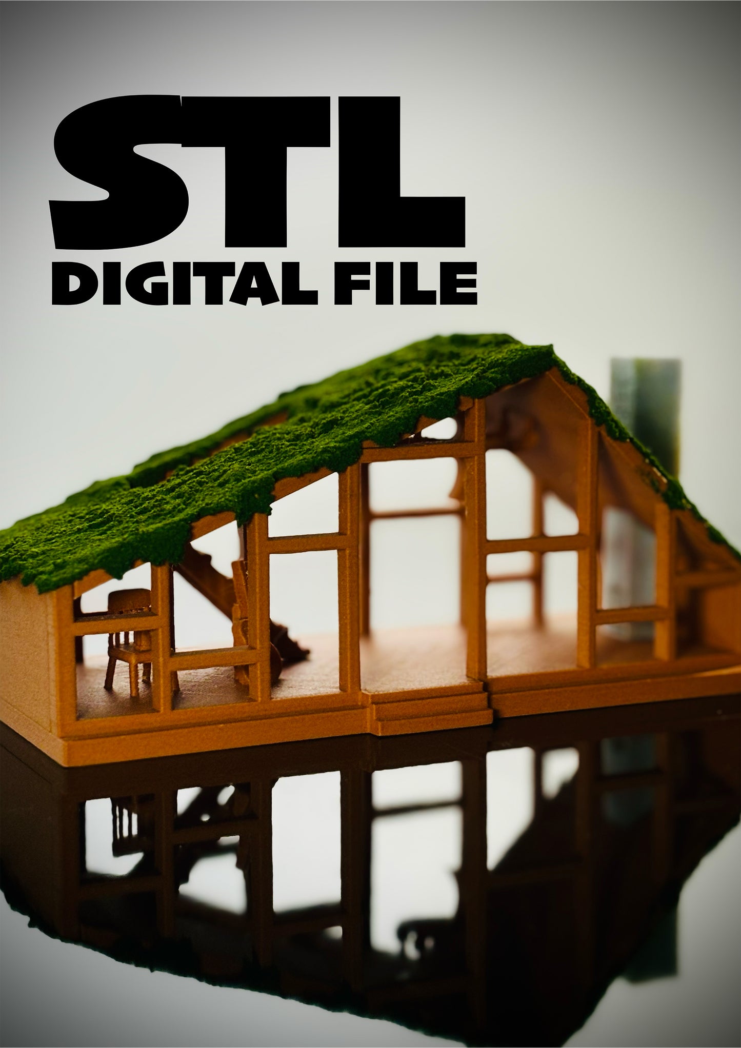 STL DIGITAL FILE Folklore Cabin Mini Replica CD & Vinyl Stand for 3d printing