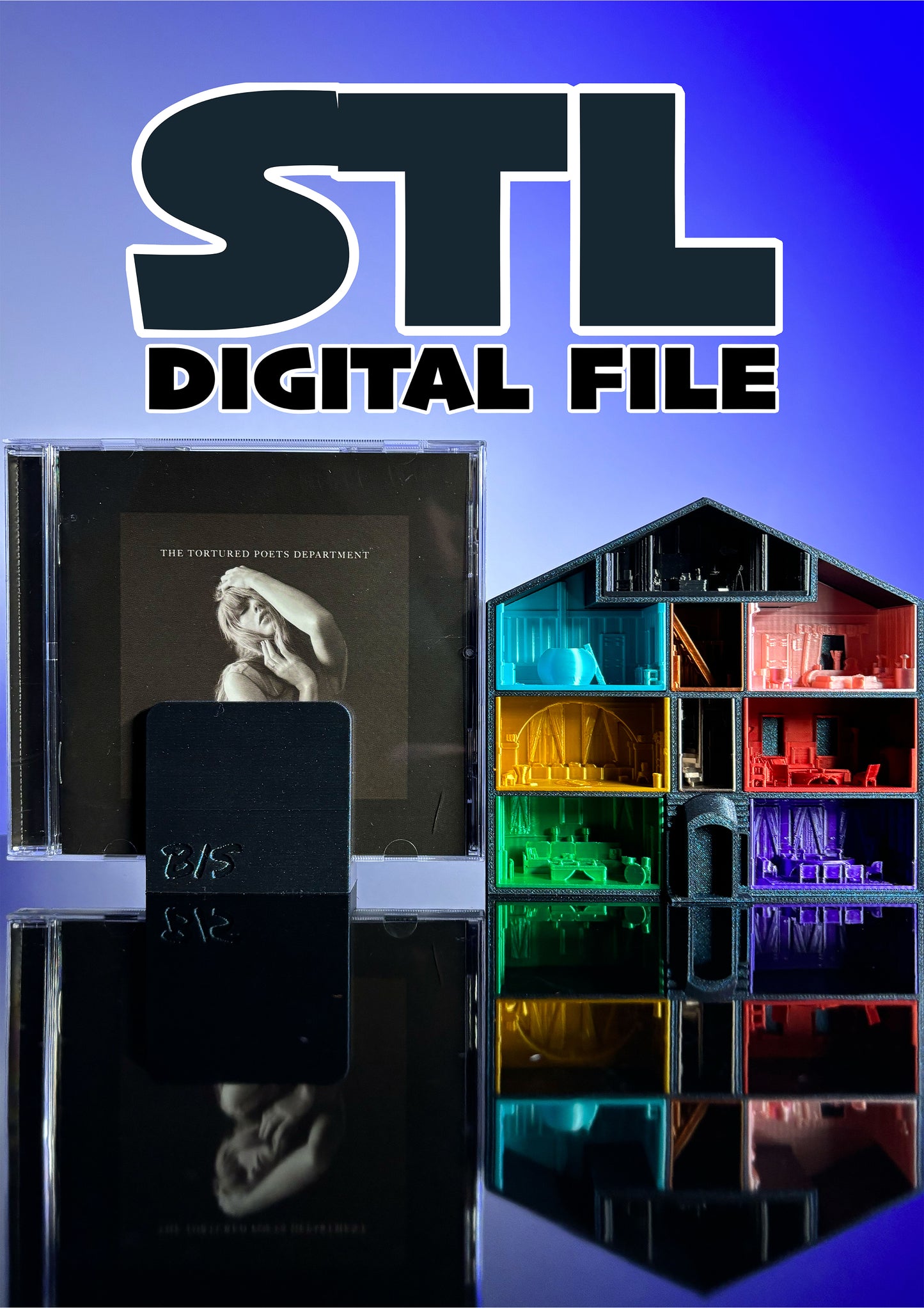 STL DIGITAL FILE Lover house Mini Replica CD & Vinyl Stand for 3d printing